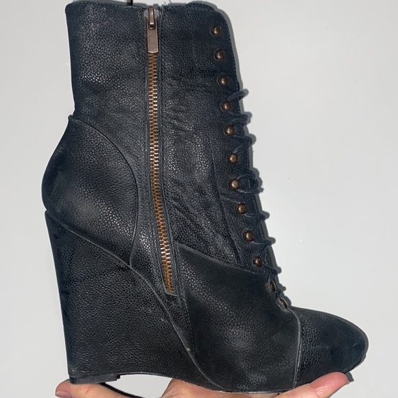 Joie Break On Through Lace-up Wedge Boots - Picture 11 of 12